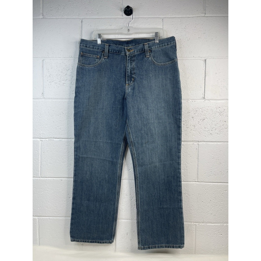 Carhartt Jeans Men's Size 36x28 Cotton Blend Relaxed Fit Work Blue Denim